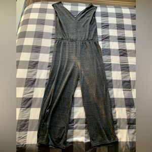 Alternative Apparel v-neck wide leg cropped romper